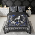 thumbnail image 2 of Erosebridal Howling Wolf Bedding Comforter Set, Bohemian Aztec Mandala Full Bedding Set, Black Gray Blue, Black Reversible 7pcs, 2 of 6