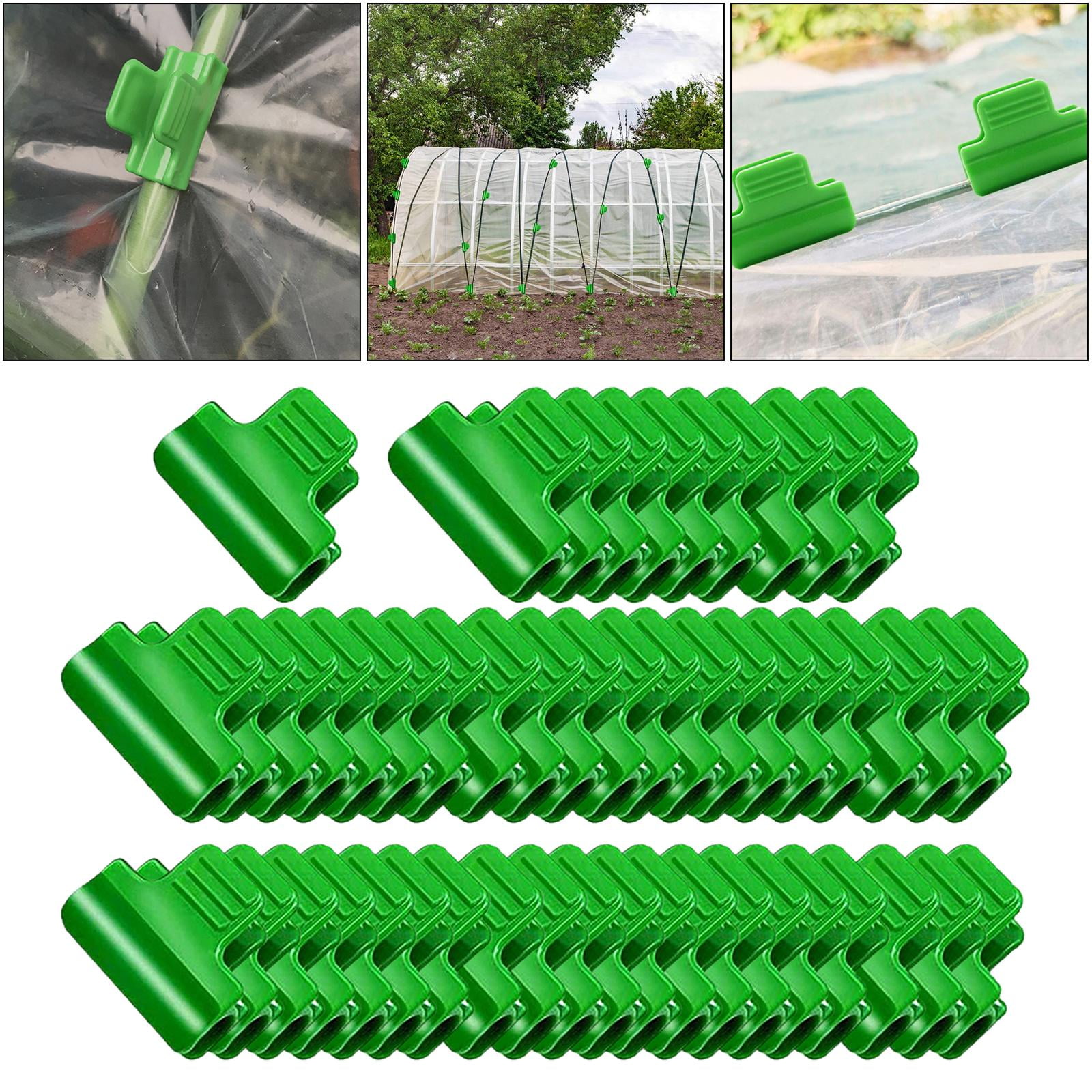 Greenhouse Clamps Clips 50Pcs Garden Hoop Clips Shed Film Shading Net Rod Clip Floor Coverings Netting Tunnel Hoop Plastic Clip fits for 11mm/0.43 inch Round Tube or Plant Stakes 