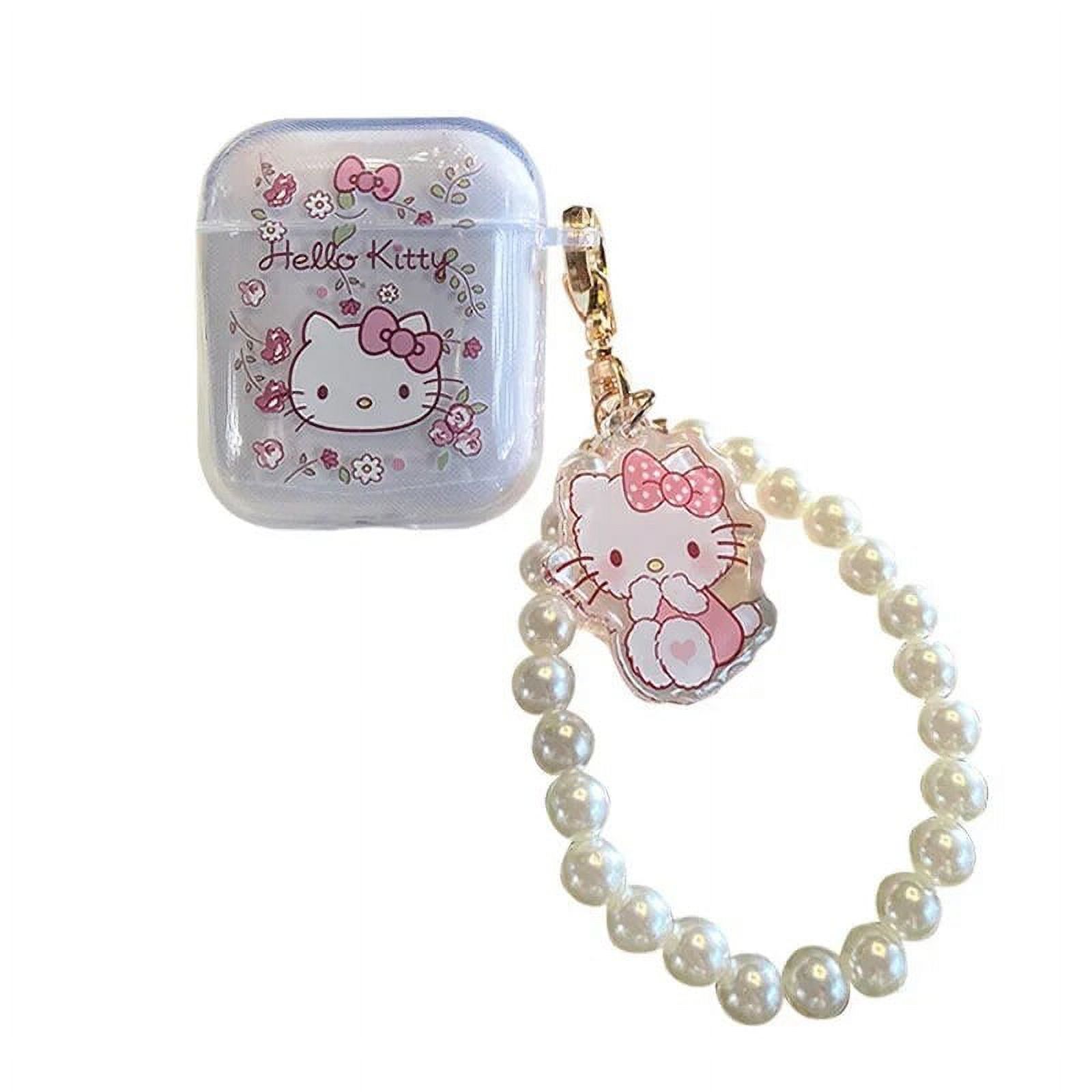 Hello Kitty Pendant with Pearl Chain for Apple AirPods 1 2 Case AirPods Pro 2 Case IPhone Earphone Accessories Air Pod Cover
