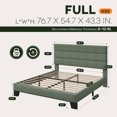 thumbnail image 7 of Einfach Full Bed Frame, Platform Bed Frame with Panel Upholstered Chenile Fabric Headboard, Green, 7 of 7