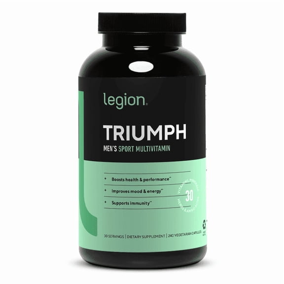 Legion Athletics Triumph Men’s Daily Sport Multivitamin Supplement, 240 Vegetarian Capsules, 30 Servings, 20 Vitamins & Minerals