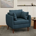 thumbnail image 2 of GDF Studio Viewland Contemporary Fabric Upholstered Club Chair with Accent Pillows, Navy Blue and Walnut, 2 of 9