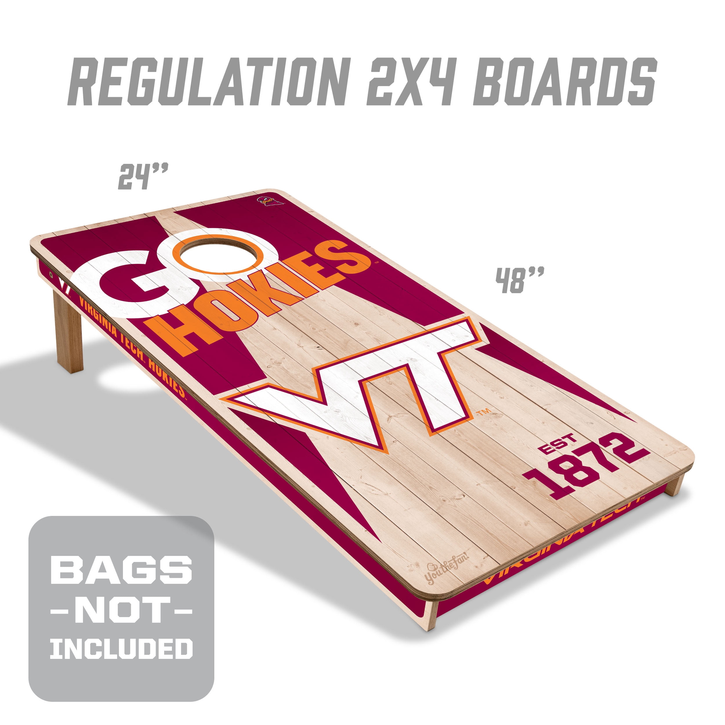 YouTheFan NCAA Virginia Tech Hokies 2' x 4' Cornhole Game No Bags