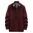 thumbnail image 4 of HOMADLES Men's Quarter Zip Sweater Fleece Lined Thermal Pullover Long Sleeve Solid Color Sweaters Wine Size 2XL, 4 of 8