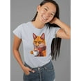 thumbnail image 2 of Fox Drinking Coffee T-Shirt Women -Image by Shutterstock, Female Medium, 2 of 4