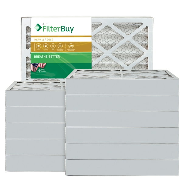 FilterBuy 16x21x4 MERV 11 Pleated AC Furnace Air Filter, (Pack of 12