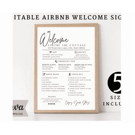 Airbnb Welcome Sign Vacation Rental Wall Art Home Decor Office Wall Art