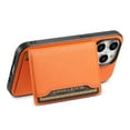 thumbnail image 4 of Detachable Wallet Case for iPhone 13, Flip Magnetic Card Holder for Phone Case with Stand, Kickstand Card Holders Stick on PU Leather Phone Case Shockproof Cover for iPhone 13, Orange, 4 of 10
