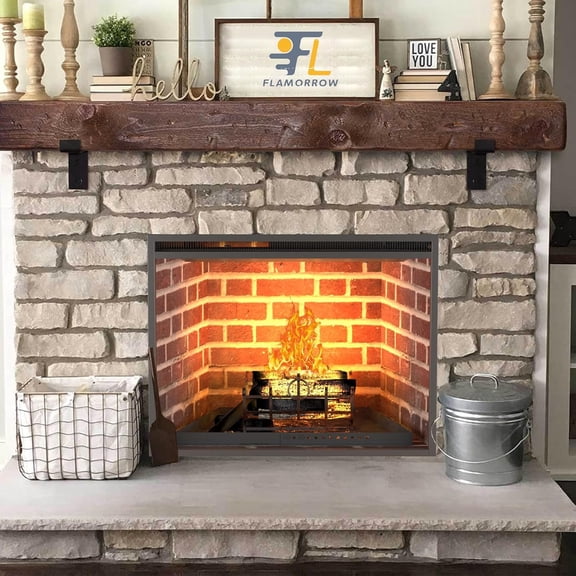 Fireplace Tray with Handles, Adjustable Up to 31.5" Galvanized Steel Fireplace Ash Pan with Cleaning Brush for Fire Place Ash Collection, Black, Trapezoidal