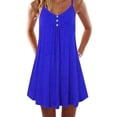 thumbnail image 2 of Vestido de mujer con cuello en V y botones en la parte delantera, sin mangas, tirantes finos, vestido de verano de Color puro para mujer, 2 of 6