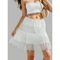 thumbnail image 2 of Fancyglim Women Y2K Lace Mini Skirt Y2k Ruffle Low Waist Layered Pleated Flowy UnderSkirt S-2XL, 2 of 5