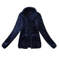 thumbnail image 1 of Womens Full Zip Up Sherpa Lapel Fuzzy Fleece Jacket Oversized Fluffy Coat, 1 of 4