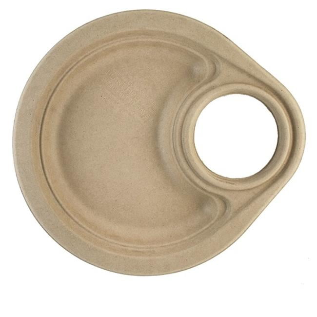 World Centric Compostable Plant Fiber Plates with Cup Holder, 9', 12 Count