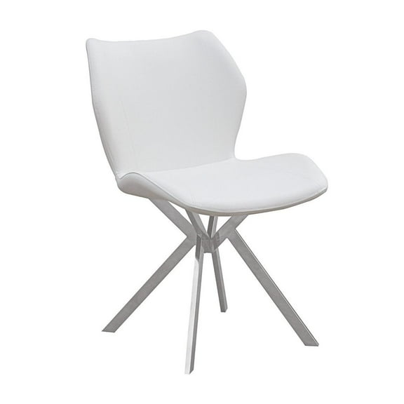 Dining Chair with White Seat and Stainless Steel Legs Set of 4