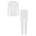 thumbnail image 3 of Manyakai Kids Girls Seamless Thermal Underwear Set Long Sleeve Base Layer Tops with Leggings Set for A White M, 3 of 7