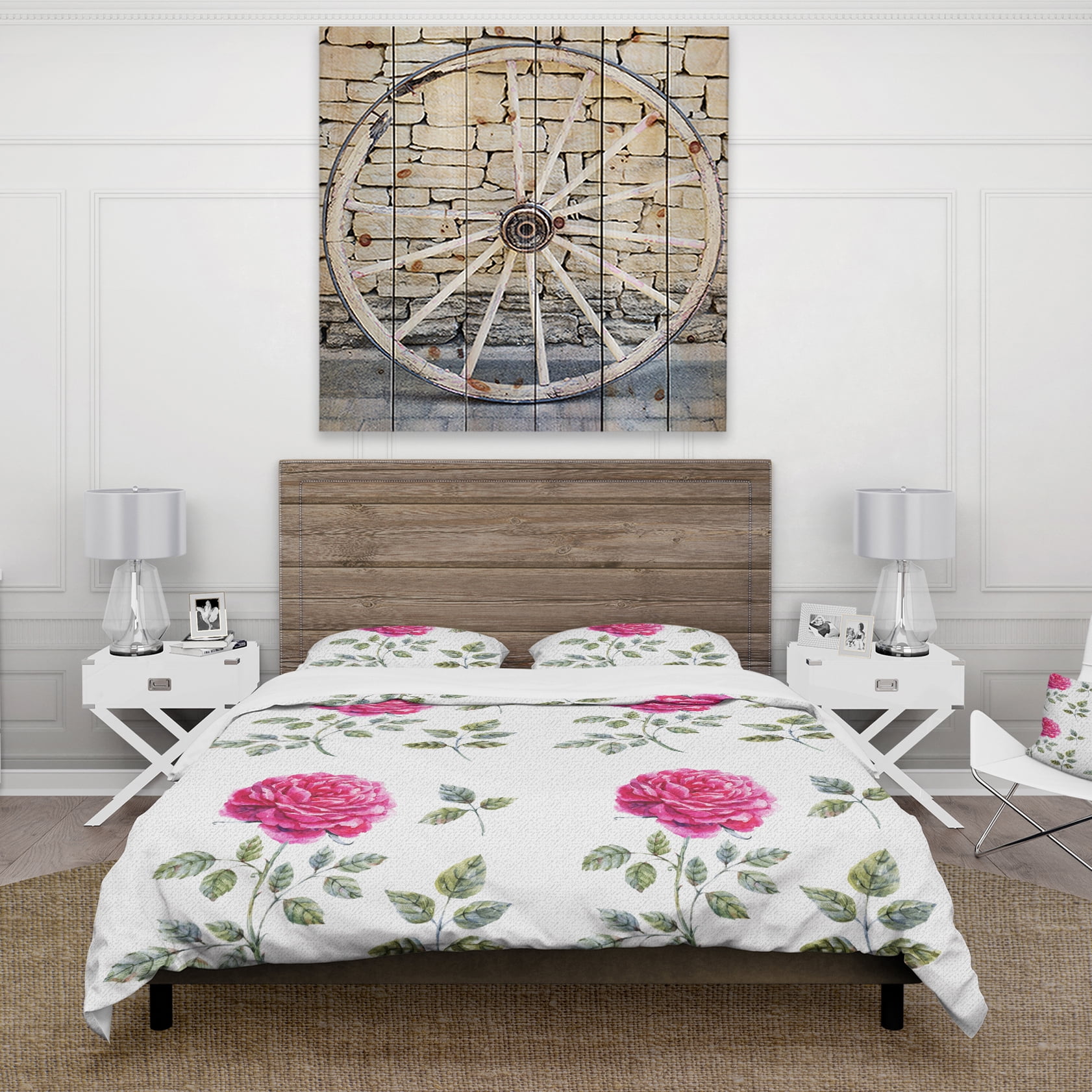 Designart 'Beautiful Red Rose' Cabin & Lodge Duvet Cover Set