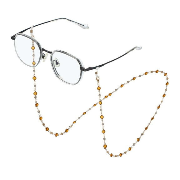 Uxcell Glasses Chain for Women, Eyeglasses Chain with Lanyard Crystal Glasses Sunglasses Holder Eye Anti-lost Eye Glass Holders Around Neck, Brown Beads