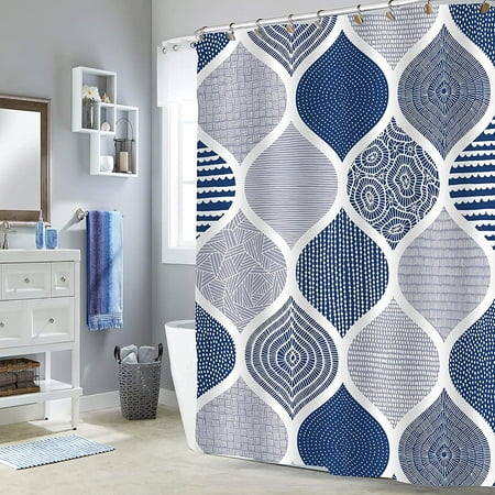 Heibinall Around Shower Curtain Liner 180 X 72 Extra Wide Circular For Clawfoot Tub Navy Blue Wrap Set Bohemian Fabric Bathroom Deco Canada Shower Curtain Liner 180 X, Circle Shower Curtain Liner