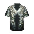thumbnail image 3 of Goofa Floral Angelic White Wings Hawaiian Shirt for Men, Unisex Summer Beach Casual Short Sleeve Button Down Shirts,Aloha Tropical Floral print shirt-X-Large, 3 of 9