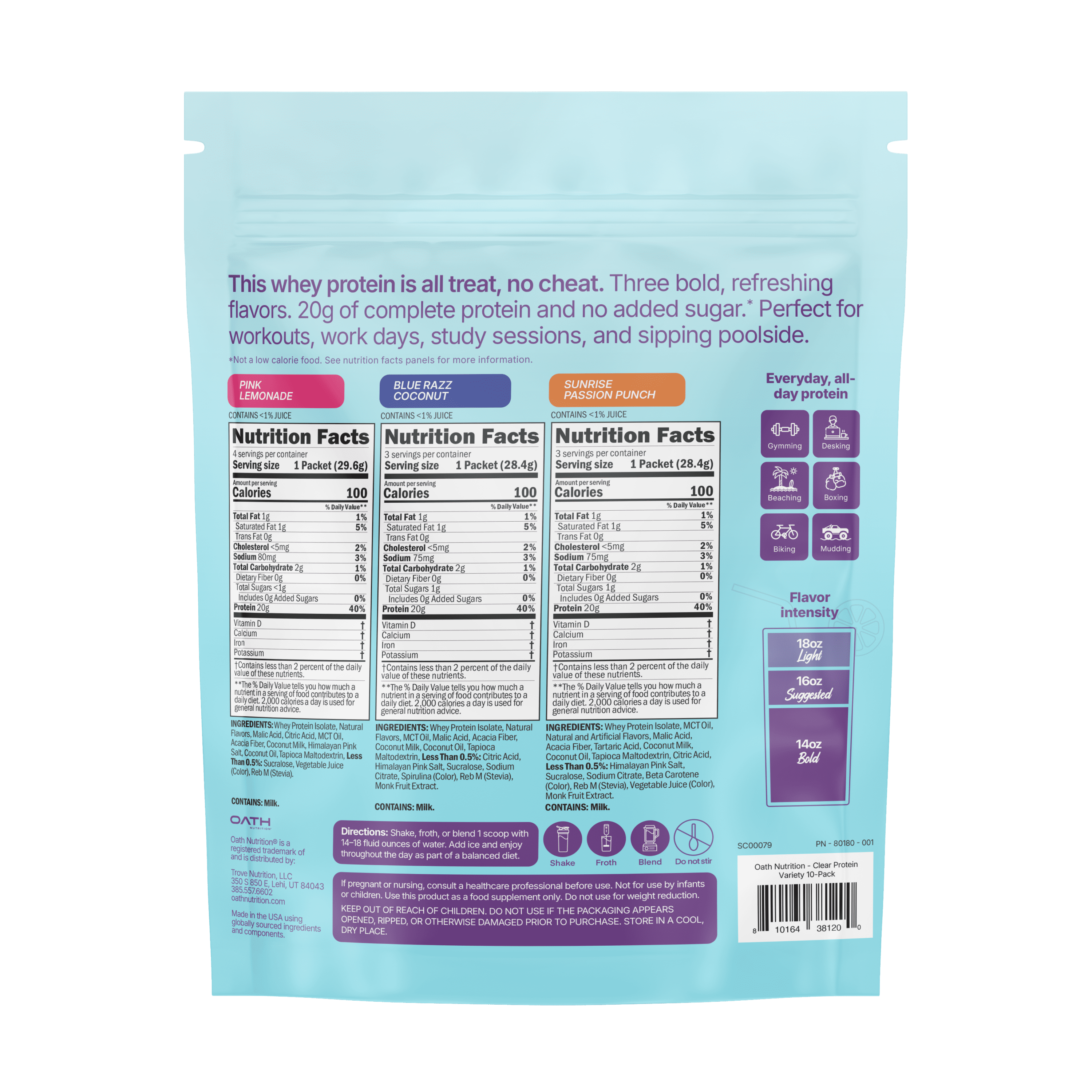 OATH Clear Whey Variety Pack 10 Count