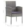 thumbnail image 4 of vidaXL Garden Chairs with Dark Grey Cushions 2 pcs Grey Poly Rattan, 4 of 5