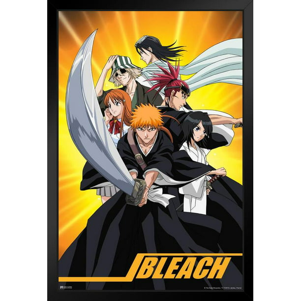 Bleach Poster Anime Merch Manga Cast Group Merchandise Series Comic Art  Action Character Swords Ichigo Kurosaki Soul Reaper Viz Media Japanese  Animation Black Wood Framed Poster 14x20 