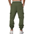 thumbnail image 6 of Men's Cargo Sweatpants Drawstring Colorblock Multi Pockets Loose Fit Joggers Trouser Pants for Men Fall Winter (M, Army Green 01), 6 of 8