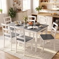 thumbnail image 4 of Gymax 7-Piece Dining Set Solid Wood Kitchen Furniture w/ Rectangular Table & 6 Chairs Gray, 4 of 6