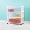 thumbnail image 5 of Sterilite 3 Drawer Wide Cart, Clear Plastic Storage Drawers, Wheels Included, White, 5 of 8