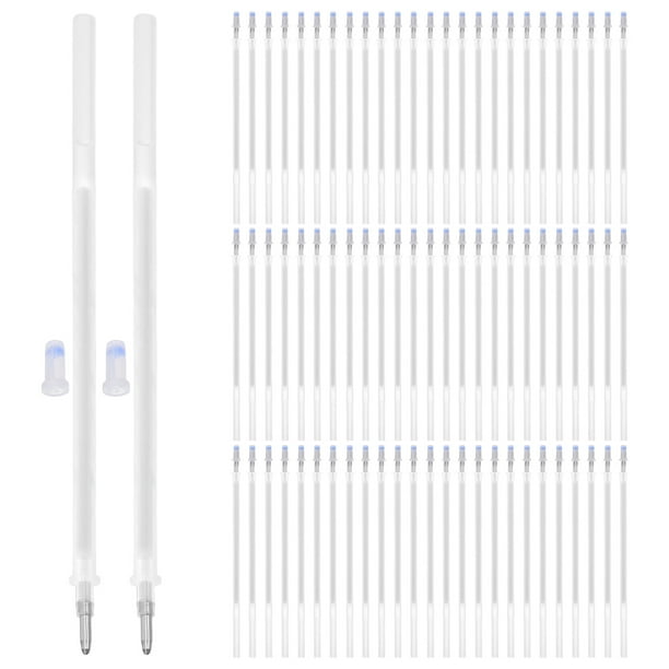 GOOHOCHY 100 recambios de tela borrables con calor, bolígrafo de tinta blanca que desaparece para coser, acolchar, bordar y confección, marcador textil para marcar patrones con precisión.