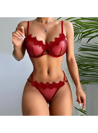 TMOYZQ Women's Lingerie Sexy Sets with Underwire Embroidered Lace Push Up  Everyday Matching Bra and Panty Set Embroidered Two Piece Bralette  Underwear
