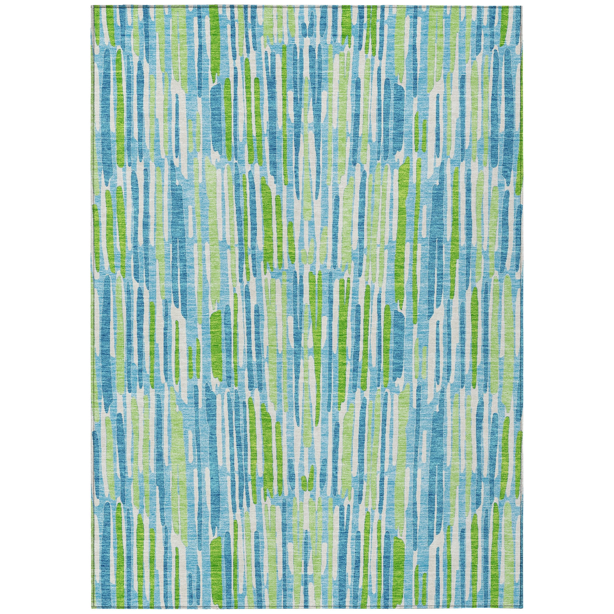 Addison Rugs Chantille Indoor/Outdoor Transitional Lines Aqua Washable Rectangle Rug, 2'6" x 3'10"
