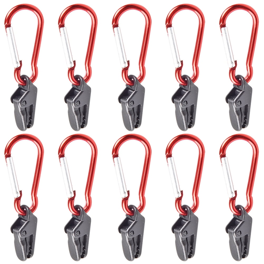 Outdoor Hiking Camping Tent Awning Fixing Clamp Grip with Carabiner Hook 