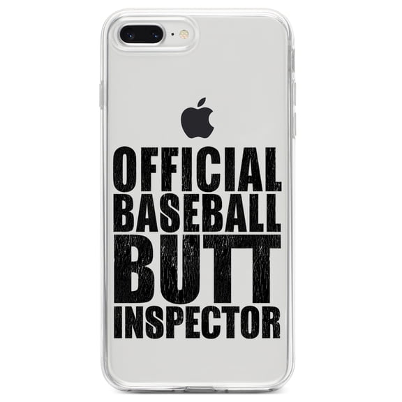 DistinctInk Clear Shockproof Hybrid Case for iPhone 7 PLUS / 8 PLUS (5.5" Screen) TPU Bumper Acrylic Back Tempered Glass Screen Protector - Official Baseball Butt Inspector