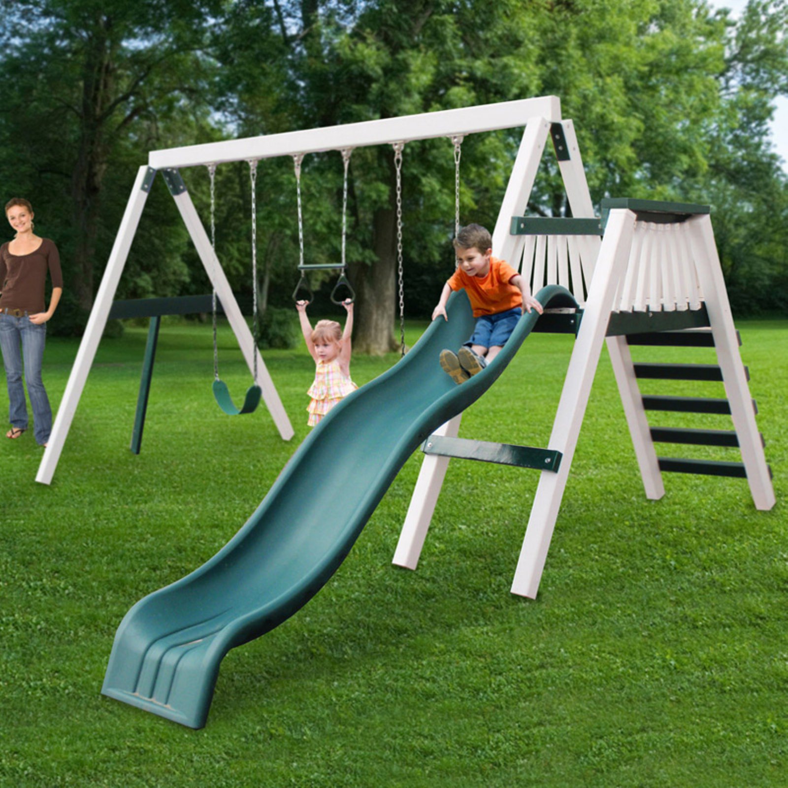 white swing set