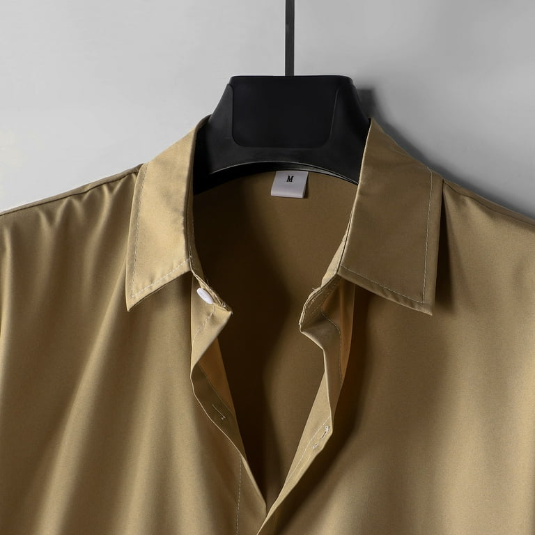 Mens Hipster Gold Rose Printed Slim Fit Short Sleeve Button Down Dress  Shirts Turn-Down Shirt Sleeve Short Shirt