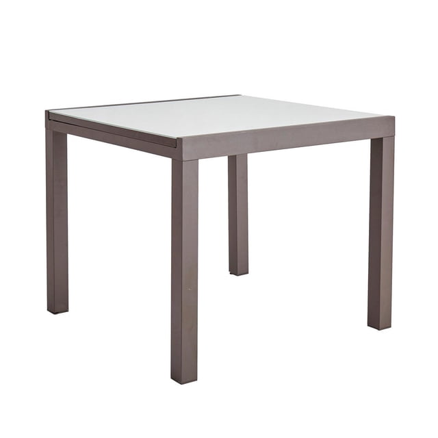 Mesa de Comedor de Aluminio Extensible Apta para Exterior Duradera de Aluminio y Cristal, Modelo Lyra II