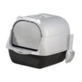 thumbnail image 1 of Inodoro para gatos completamente cerrado, caja de arena para gatos con capucha, contenedor con puerta móvil de dos vías, bandeja de arena para gatos, , negro, 1 of 8