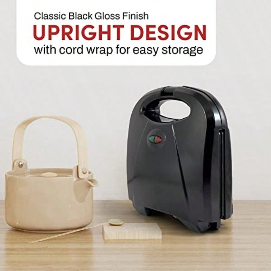 Electric Nonstick Belgian Waffle Iron Snack Maker Machine Breakfast Sandwiches Compact and Portable 2 Slice Black