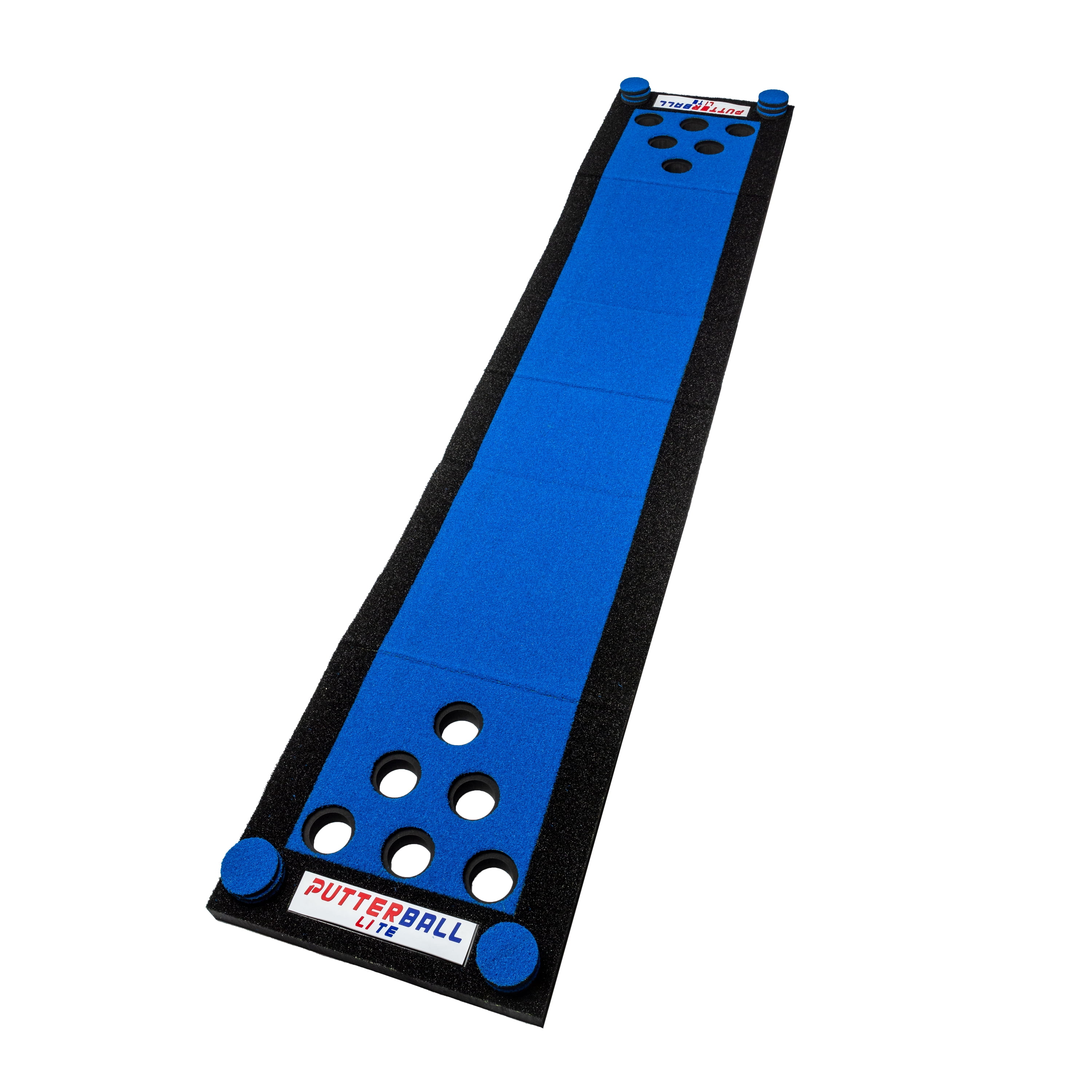 PutterBall Lite Golf Pong Game Set - Includes 2 Putters, 2 Golf Balls, Blue Putting Pong Golf Mat & Golf Hole Covers - Best Backyard Party Golf Game Set (Blue)