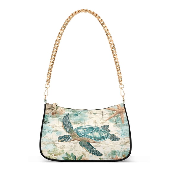 ALAZA Retro Sea Turtle Women's Chain Shoulder Bag Hobo Handbag Tote Crossbody Purse