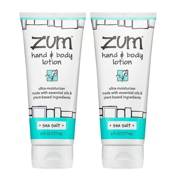Zum by Indigo Wild Hand & Body Lotion - Natural Hand Lotion for Dry Hands - Body Lotion for Women & Men - Body Moisturizers Include Shea Butter, Jojoba Oil & More - Sea Salt Scent - 6 fl oz (2 Pack)