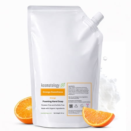 kosmatology® Orange Organic Foaming Hand Soap Refill | Moisturizing Hand Wash | Clean Ingredients, Infused with Essential Oils | 34 fl oz