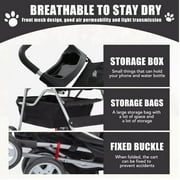 4 Wheels Pet Stroller Foldable Dog Stroller Cat Stroller with Storage Basket & Removable Liner, Travel Lite Foldable Carrier Strolling Cart for Dogs Cats, Black