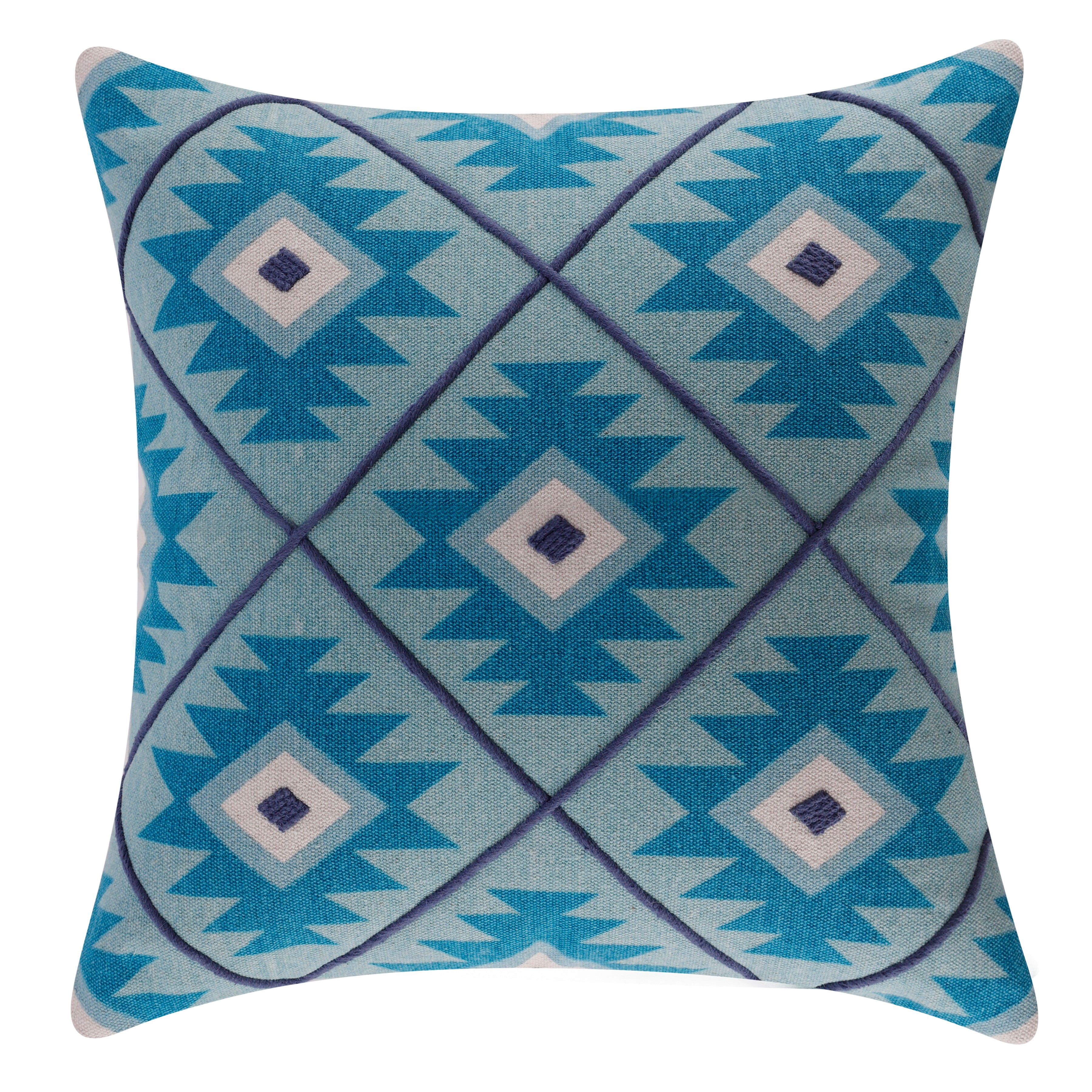 Harlow Hill 20" x 20" Blue/White Geometric Cotton Adult Decorative Throw Pillow Cover