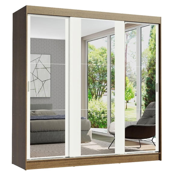 Ropero Closet Madesa Reno 3 Puertas Corredizas con Espejo-M/B
