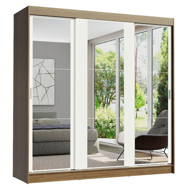 Ropero Closet Madesa Reno 3 Puertas Corredizas con Espejo-M/B