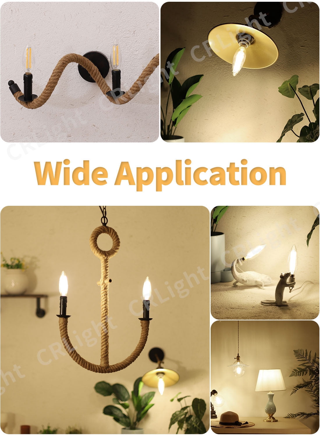 CRLight 10W High Brightness Dimmable LED Candelabra Bulb 3200K Soft White, 90W Equivalent 900LM E12 LED Candle Bulbs, Upgraded Lengthened B11 Clear Torpedo Chandelier Light Bulbs, 4 Pack
