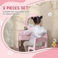 thumbnail image 4 of Qaba Kids Vanity Set, Children Dressing Table w/ Mirror and Stool, Pink, 4 of 10