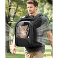 thumbnail image 3 of Cat Backpack Carrier with Bubble Window, Breathable Fabric, Ergonomic 3D Design, 12.6"L x 10.2"W x 16.5"H, Black, 3 of 14